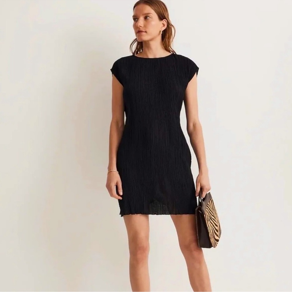 Madewell Plissé Mini Tee Dress In Black SIZE 8
